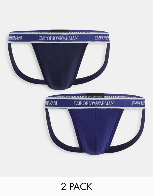 Emporio Armani 2 pack jockstraps in black/blue