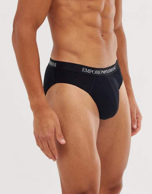 Emporio Armani 2 pack logo briefs in black ASOS