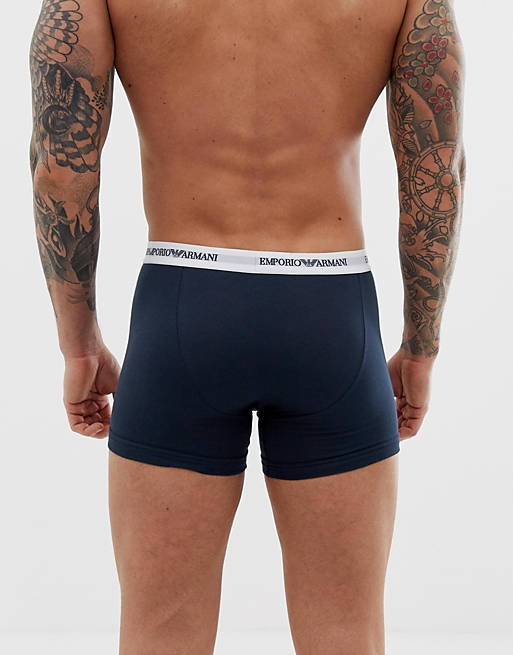  Underwear/Emporio Armani 2 pack logo trunks in navy/white 