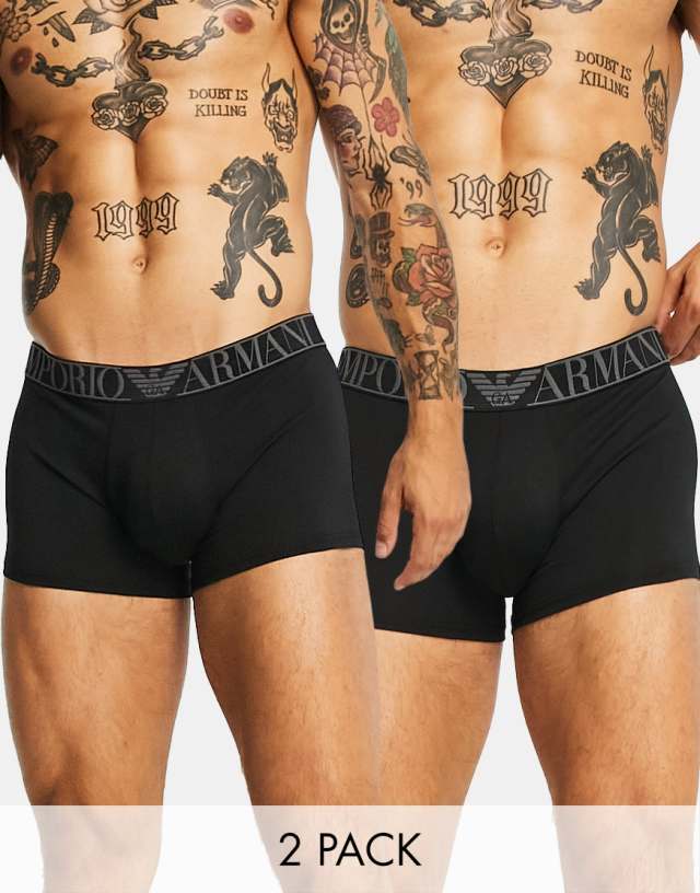 Emporio Armani 2 pack trunks in black