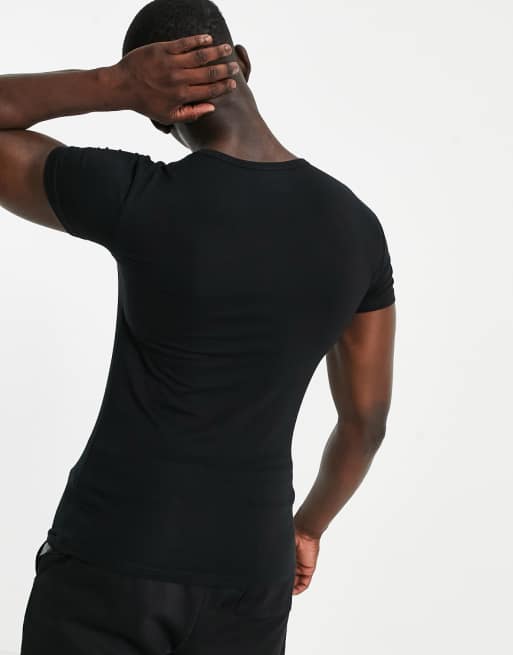 Emporio Armani 2 Pack V Neck Logo Lounge T Shirts In Black And Emporio Armani 2 Pack V Neck Logo Lounge T Shirts In Black And