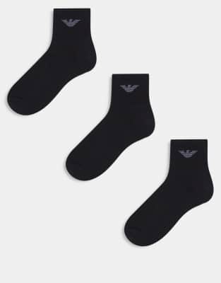 Emporio Armani Emporio Armani 3-pack ankle socks in black
