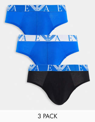 Emporio Armani 3-pack briefs in blue and black-Multi