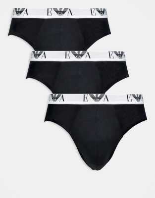 Emporio Armani Emporio Armani 3-pack contast logo briefs in black