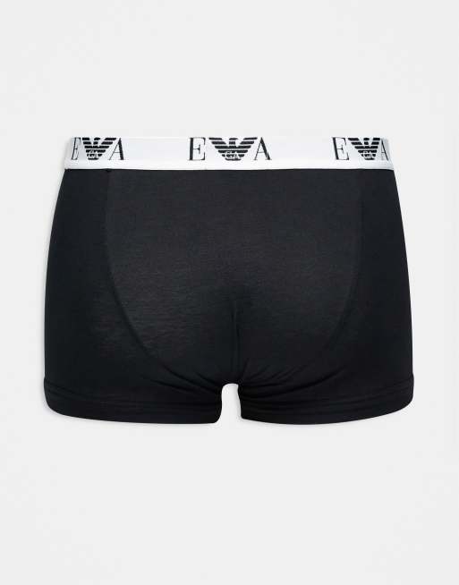 Emporio Armani 3 pack contrast logo trunks in black, 2 of 3