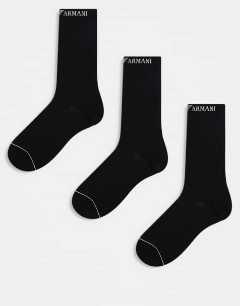 Emporio Armani 3-pack crew socks in black - view 1