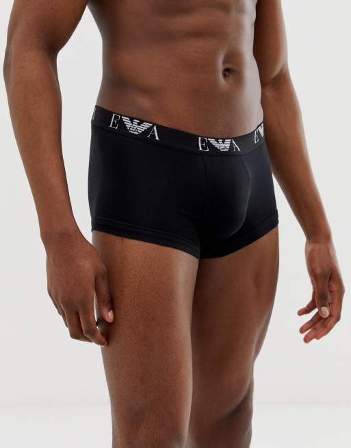 Emporio Armani 3 pack EVA logo trunks in black | ASOS