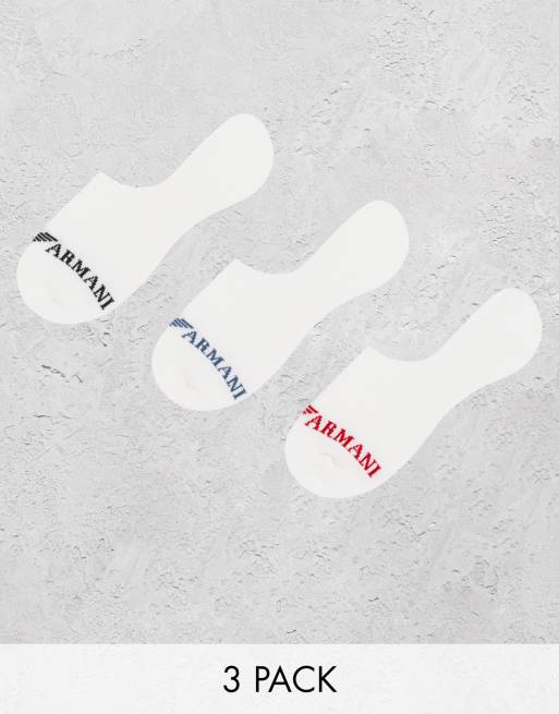 Emporio Armani 3 pack invisi socks in white 