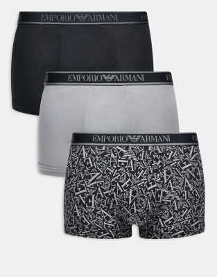 Emporio Armani Emporio Armani 3-pack large logo trunks in black multi