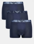 [Emporio Armani] Emporio Armani 3 pack large logo trunks in navy S Blue/blue/blue