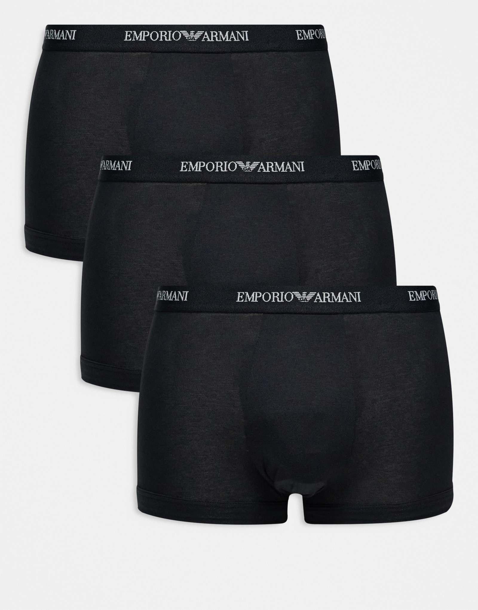 Трусы-боксеры с логотипом Emporio Armani, 3 штуки, полностью черные