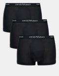 [Emporio Armani] Emporio Armani 3 pack logo trunks in all black L Black/black/black