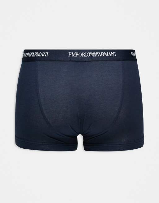 Emporio Armani 3 pack logo trunks in navy, 2 of 3