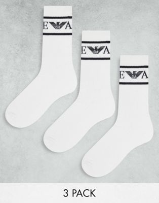 Emporio Armani 3 pack sport socks in white