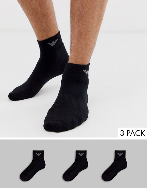 Emporio Armani 3 pack trainers socks in black | ASOS