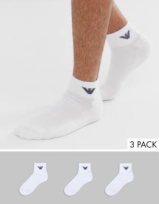 Emporio Armani 3 pack trainers socks in white (8988673)