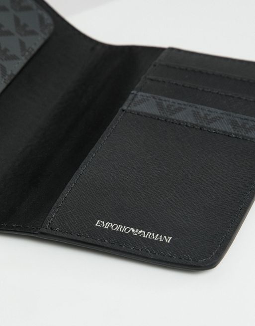 Emporio Armani all over logo passport wallet in black | ASOS