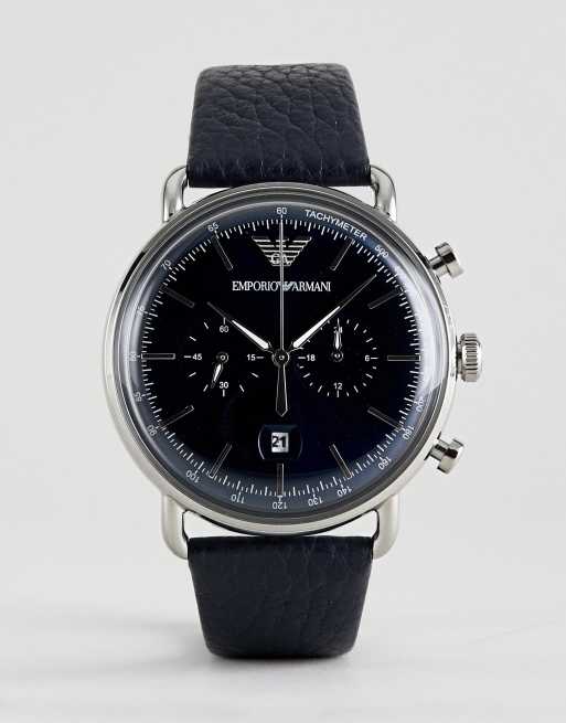 Emporio armani stopwatch in stainless steel and leather 11105 new arrivals