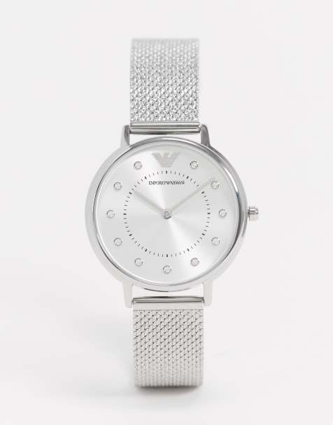 Emporio Armani – AR11128 Kappa – Silberne Netz-Armbanduhr - view 1