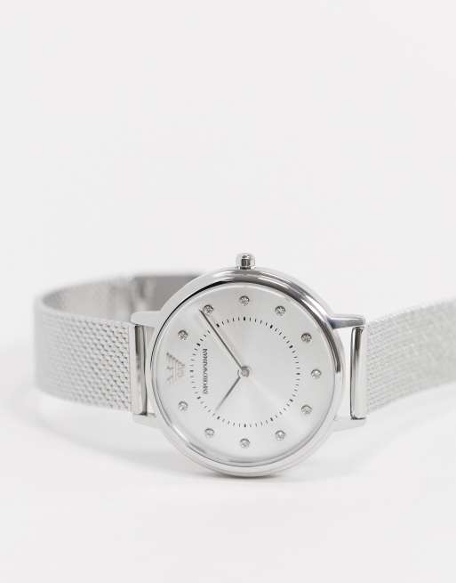 Emporio Armani – AR11128 Kappa – Silberne Netz-Armbanduhr, 2 von 4