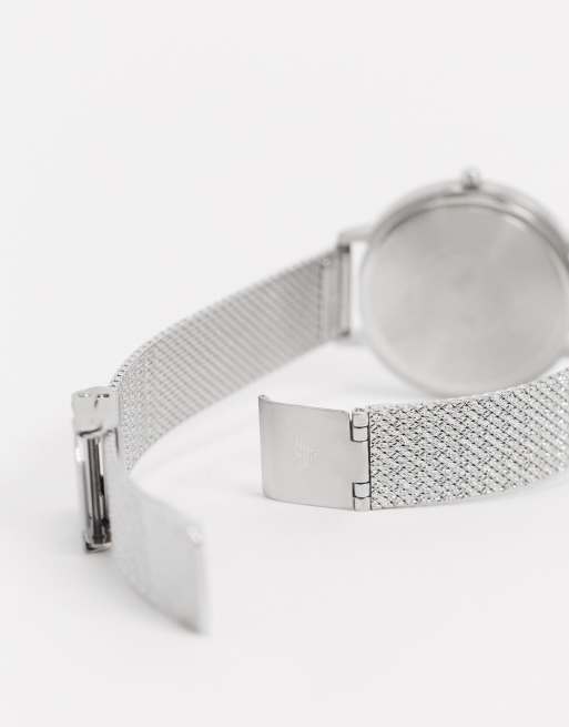 Emporio Armani – AR11128 Kappa – Silberne Netz-Armbanduhr, 4 von 4