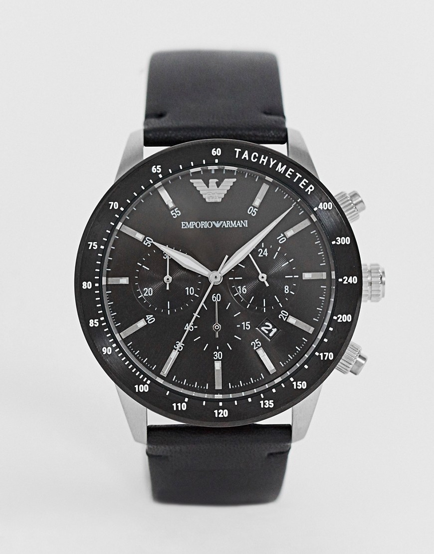Emporio Armani - AR11243 Mario - Leren horloge 43mm-Zwart