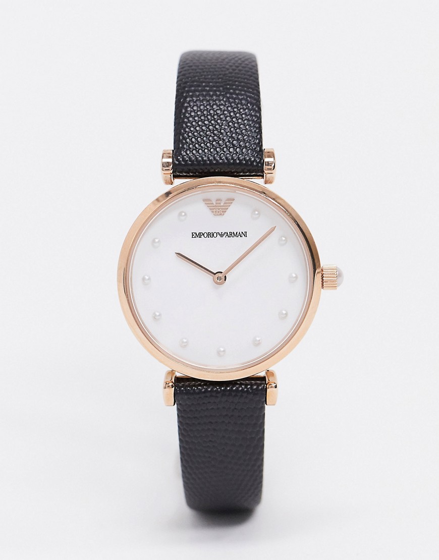 Emporio Armani - AR11270 Gianni T-Bar - Horloge met leren band in zwart
