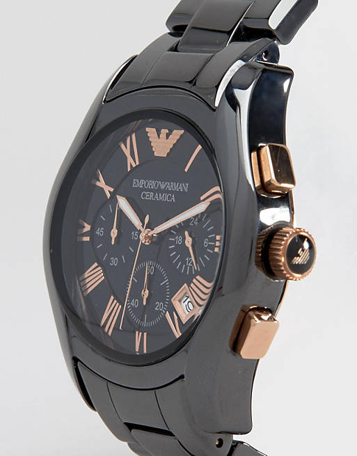 Emporio Armani AR1410 Chronograph Black Ceramic Watch | ASOS