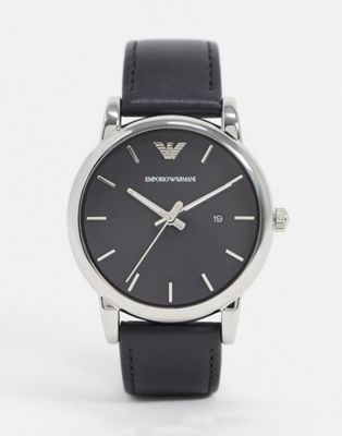 Emporio Armani AR1692 leather strap watch-Black
