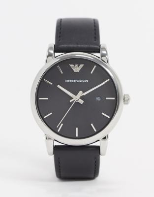 Emporio Armani AR1692 leather strap watch-Black