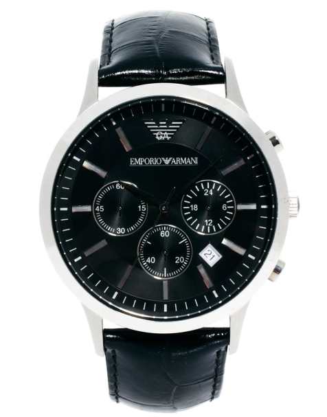 Emporio Armani AR2447 Leather Strap Chronograph Watch - view 1