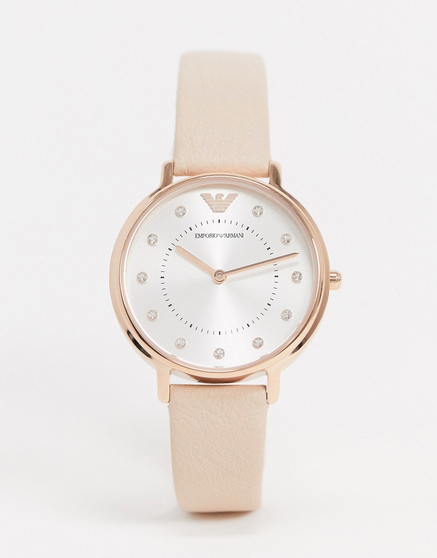 Emporio Armani - AR2510 Kappa - Horloge met leren bandje in roze