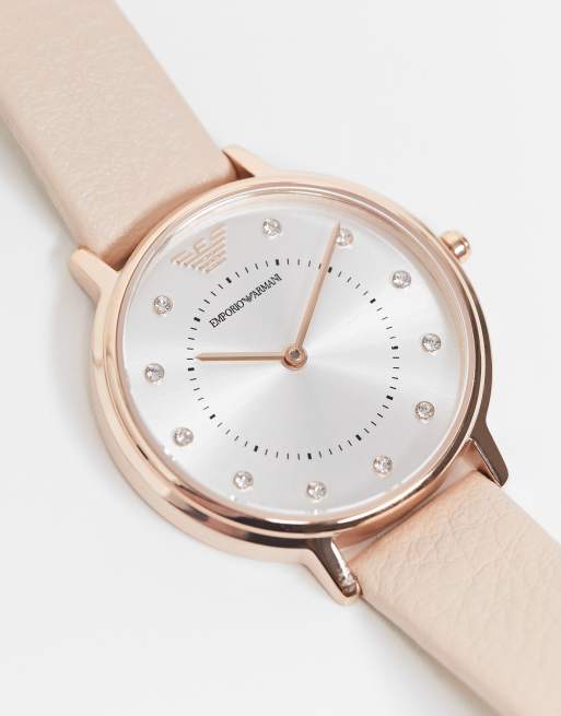 Emporio Armani - AR2510 Kappa - Horloge met leren bandje in roze