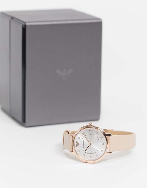 Emporio Armani AR2510 Kappa leather watch in pink