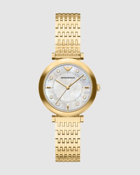 Emporio Armani Archelia Dreizeigeruhr aus goldfarbenem Edelstahl in Gold - view 1