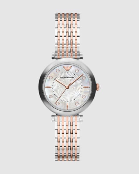 Emporio Armani Archelia three-hand two-tone stainless steel watch in 2-tone - view 1