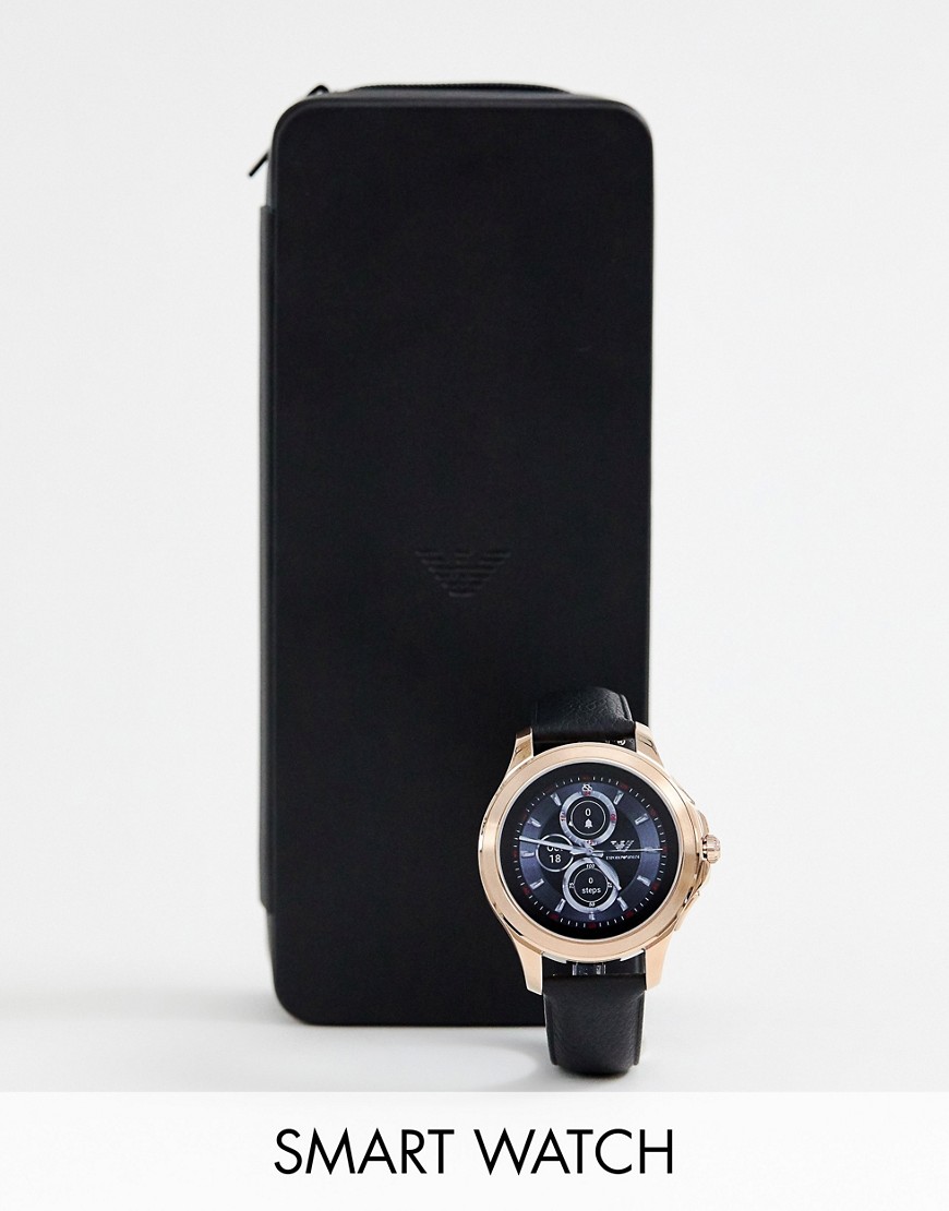 Emporio Armani - ART5012 - Smartwatch met leren band-Zwart