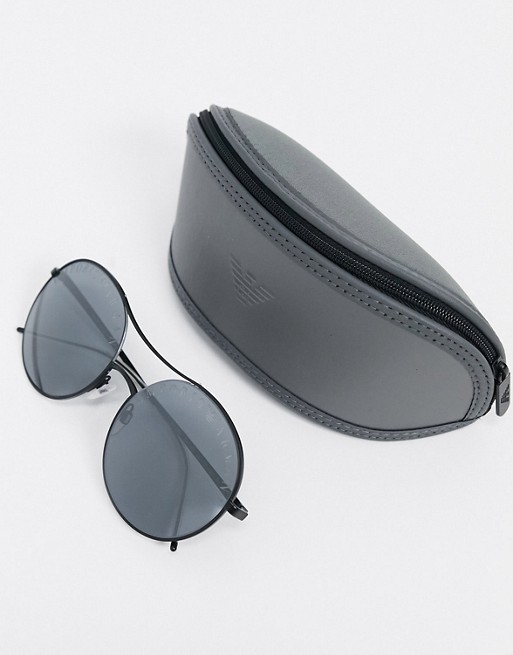 Emporio Armani aviator style sunglasses in black