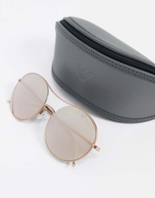 Emporio Armani aviator style sunglasses in rose gold ASOS