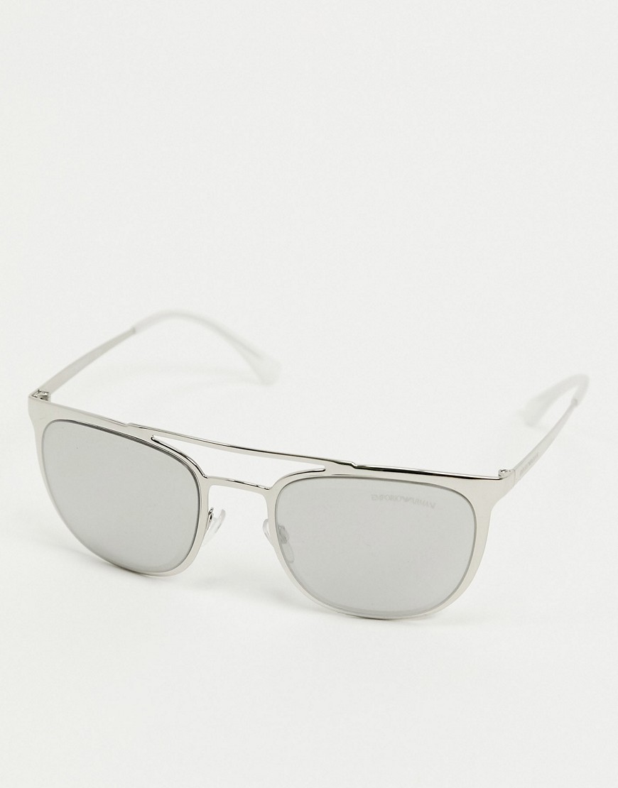 Emporio Armani aviator style sunglasses in silver