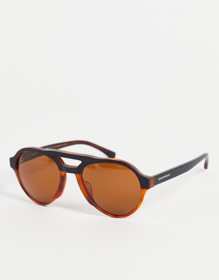 Emporio Armani aviator style sunglasses-Brown