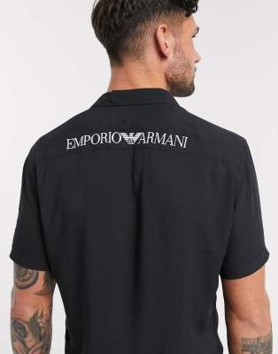 armani black short sleeve shirt