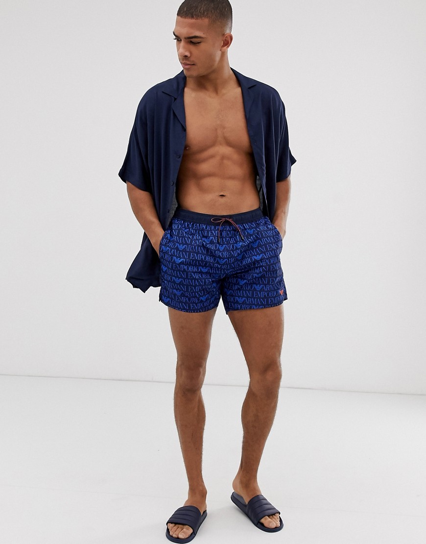 Emporio Armani – Blå badshorts med logga