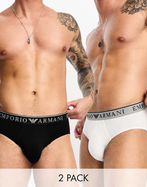 Emporio Armani Bodywear 2 pack briefs in black and white ASOS