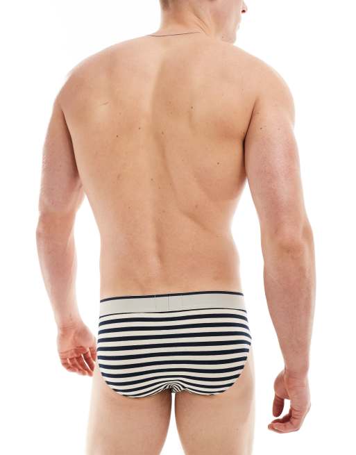 Emporio Armani Bodywear 2 pack briefs in navy and stripe | ASOS