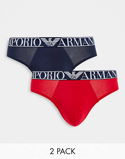 Emporio Armani Bodywear 2 pack briefs in navy/ red