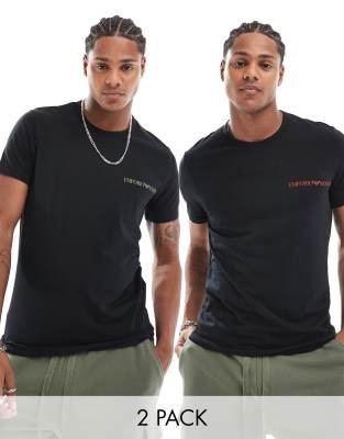 Armani Exchange Emporio Armani bodywear 2 pack crew neck tee with logo branding in black