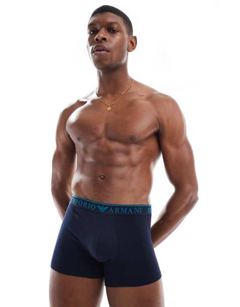 Emporio Armani Bodywear 2 pack endurance logo trunks in blue - view 1