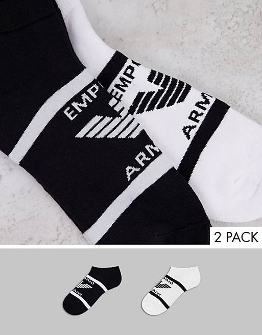 Emporio Armani Bodywear 2 pack in-shoe socks in black/ white