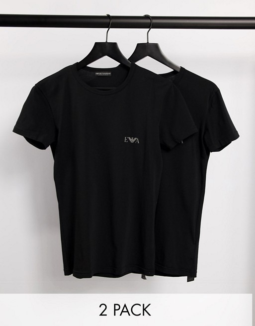 Emporio Armani Bodywear 2 pack logo t-shirts in black